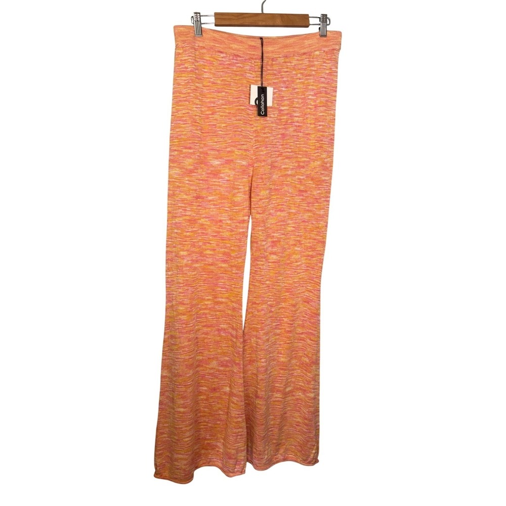 NWT Callahan Knitwear Space Dye Flare Pants Pink Orange Size XL Lounge - Picture 2 of 9